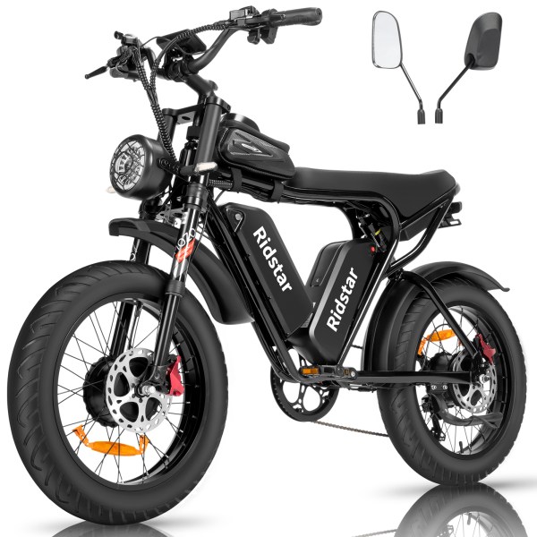 UK  free shipping Ridstar Q20 Pro 750W 2000W Electric Hybrid Bike Cheap Electric Dirt Bike 20''  Fat Tire Mountain Bike 52V 40AH Electric Bicycles